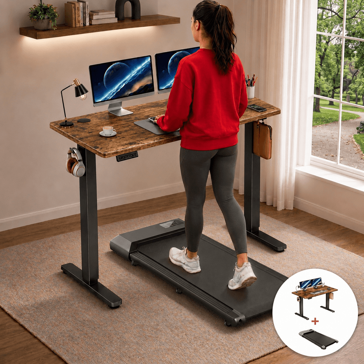 Treadmill Desk Combo - Electric Standing Desk + Under Desk Treadmill Included