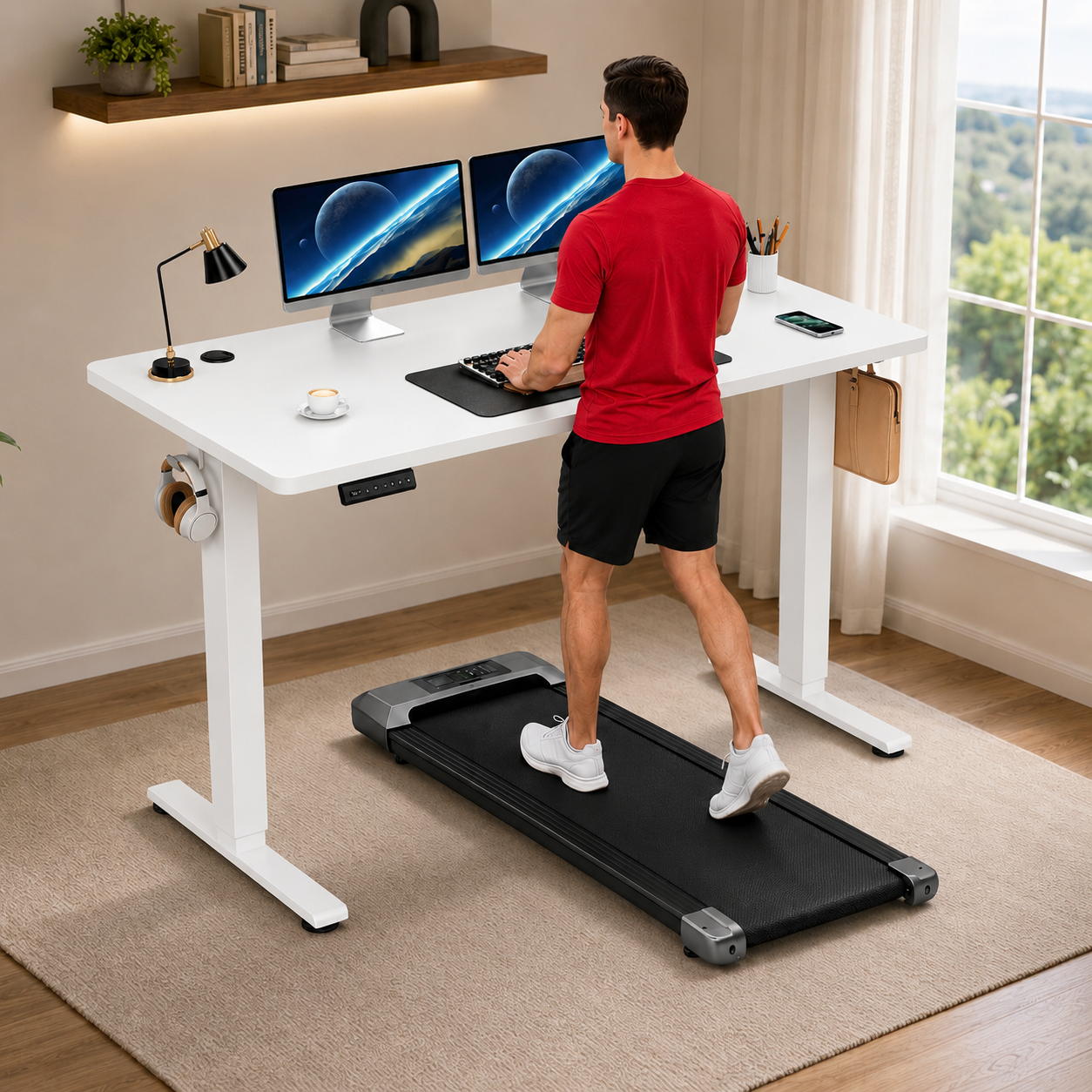 Standing Desk & Walking Pad Treadmill Bundle Set