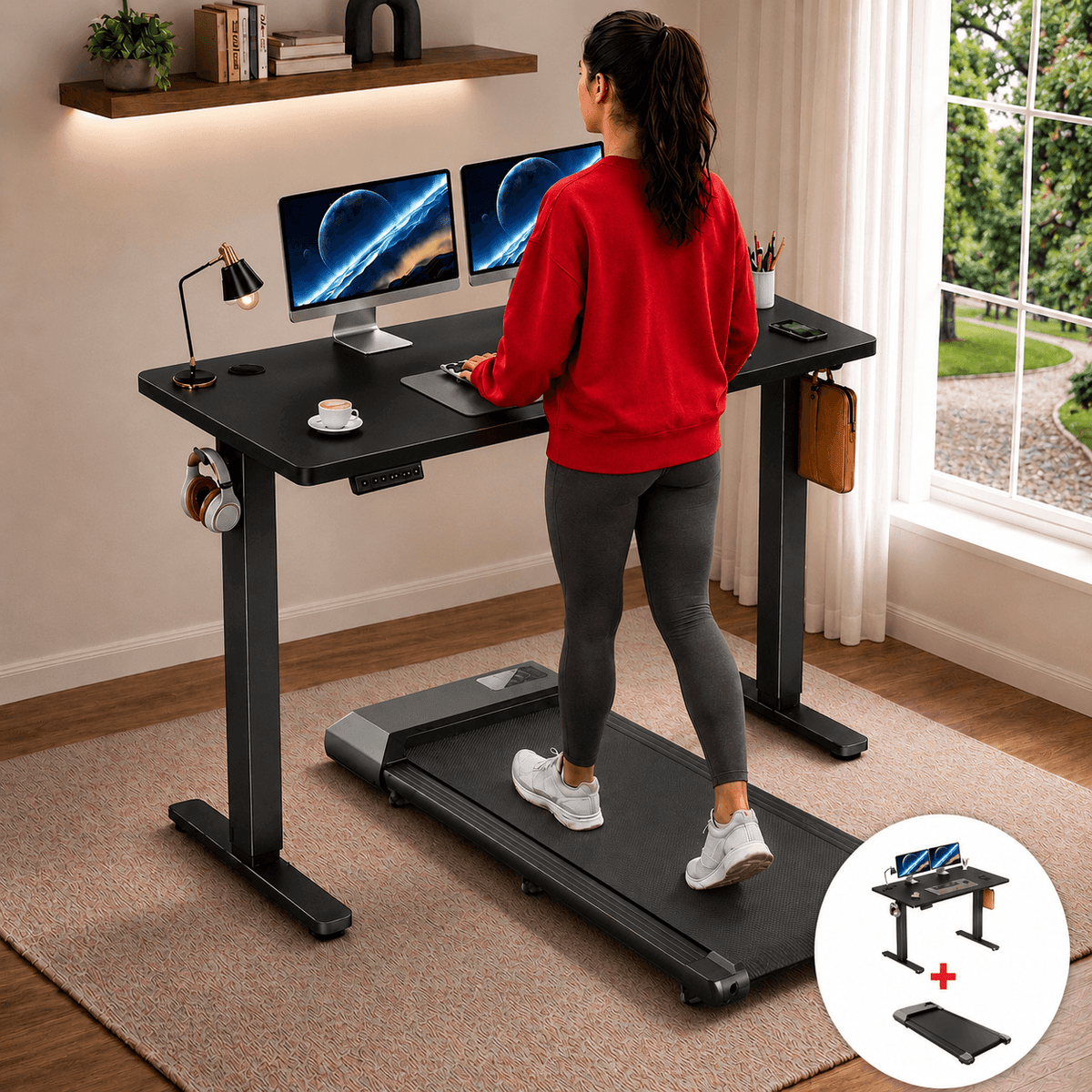 Treadmill Desk Combo - Electric Standing Desk + Under Desk Treadmill Included