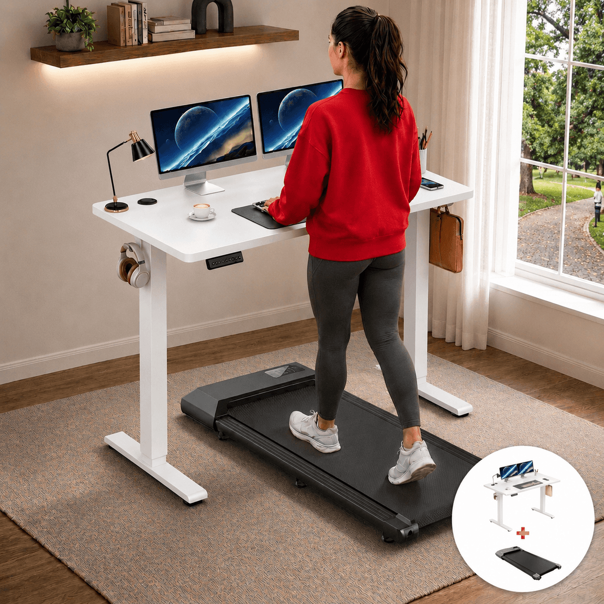 Treadmill Desk Combo - Electric Standing Desk + Under Desk Treadmill Included