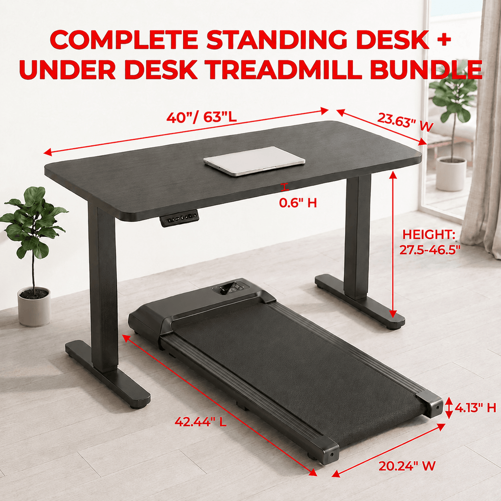 Treadmill Desk Combo - Electric Standing Desk + Under Desk Treadmill Included