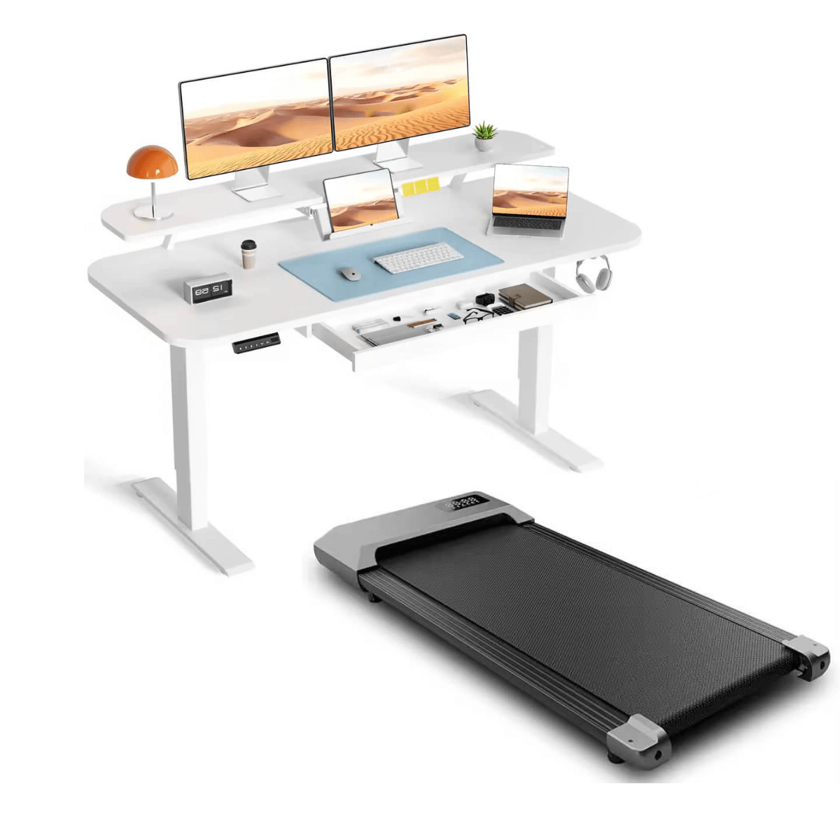 Deskmill Sit Stand Walk Desk With Treadmill Combo