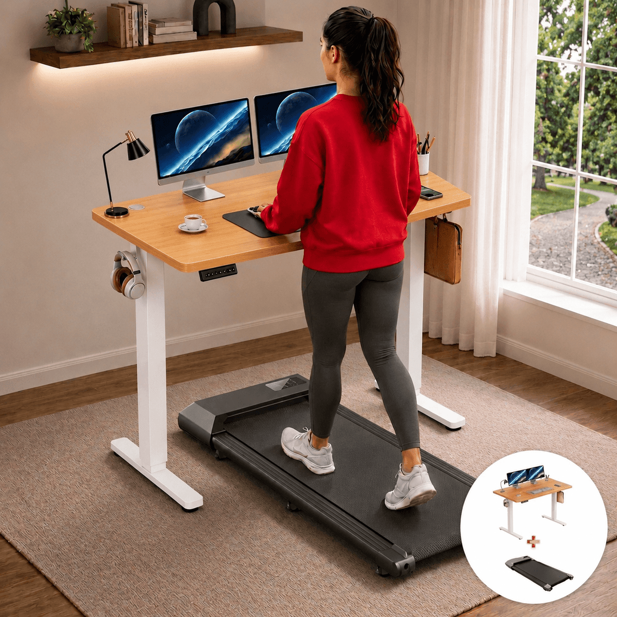 Treadmill Desk Combo - Electric Standing Desk + Under Desk Treadmill Included
