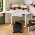 Corner Electric Standing Desk + Under Desk Walking Pad Bundle