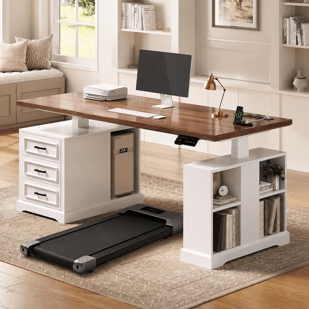 Modern 63" Electric Standing Desk + Under Desk Treadmill Included