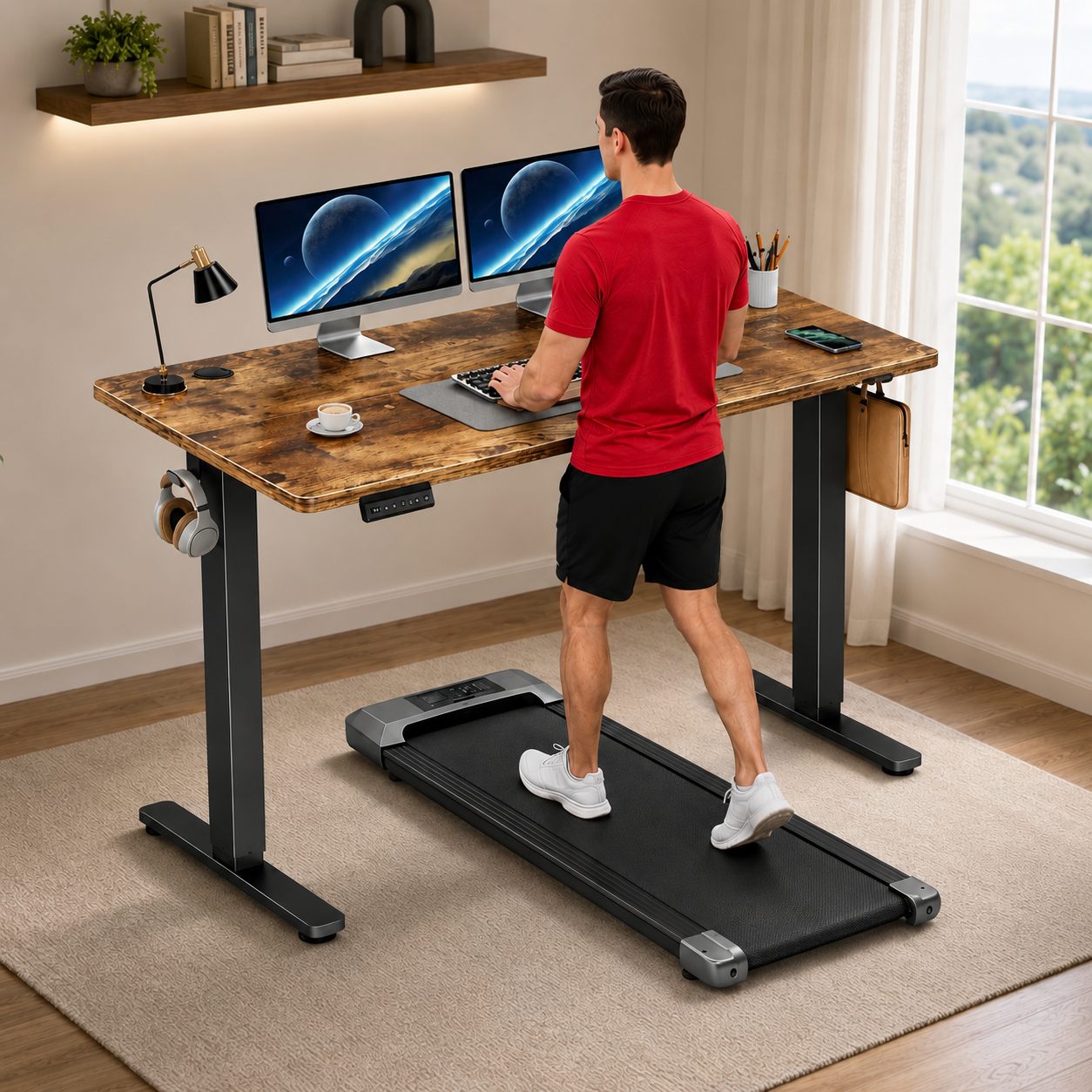 Standing Desk & Walking Pad Treadmill Bundle Set