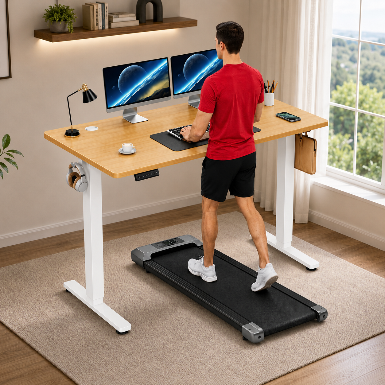 Standing Desk & Walking Pad Treadmill Bundle Set