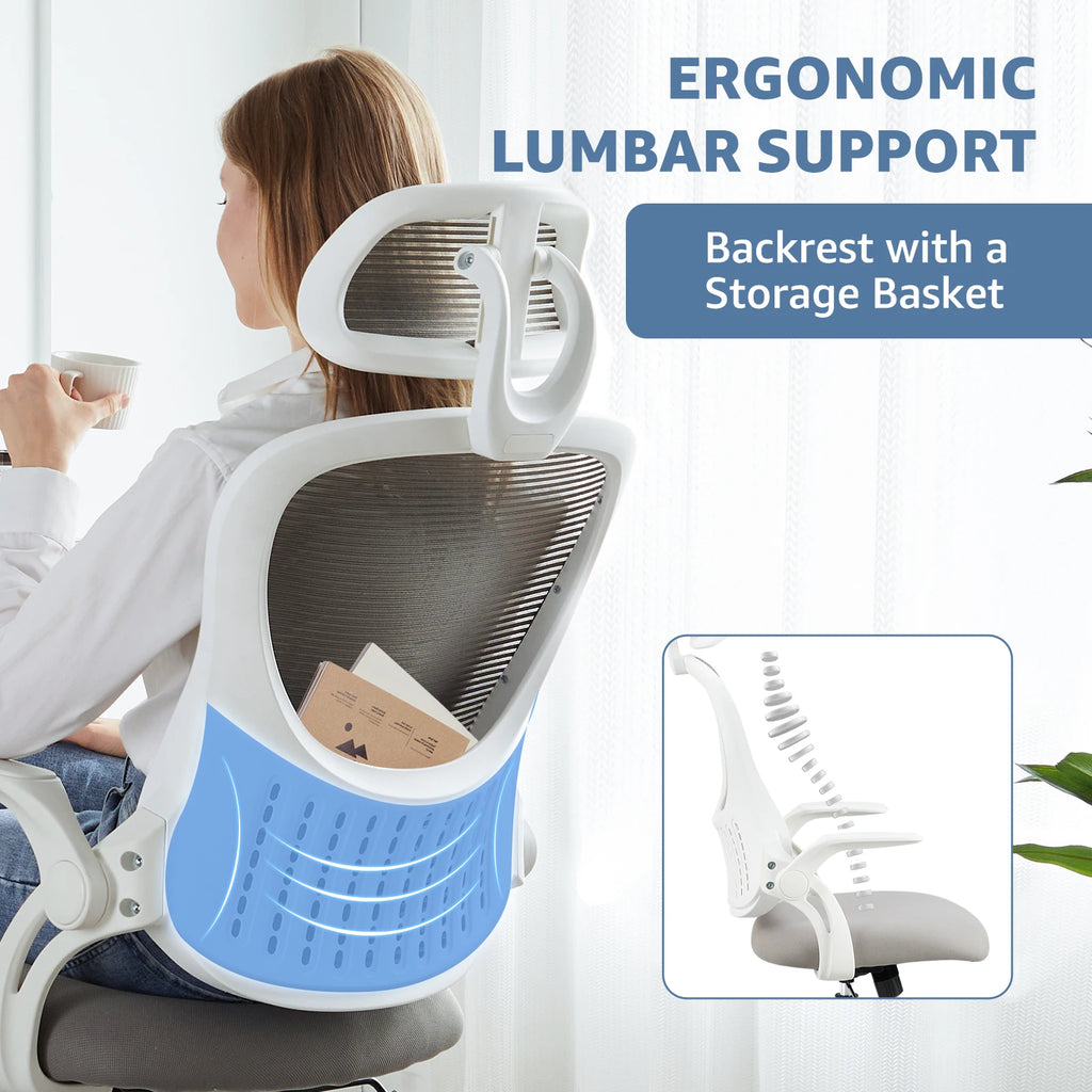 Mesh Office Desk Chair Flip-up Arms