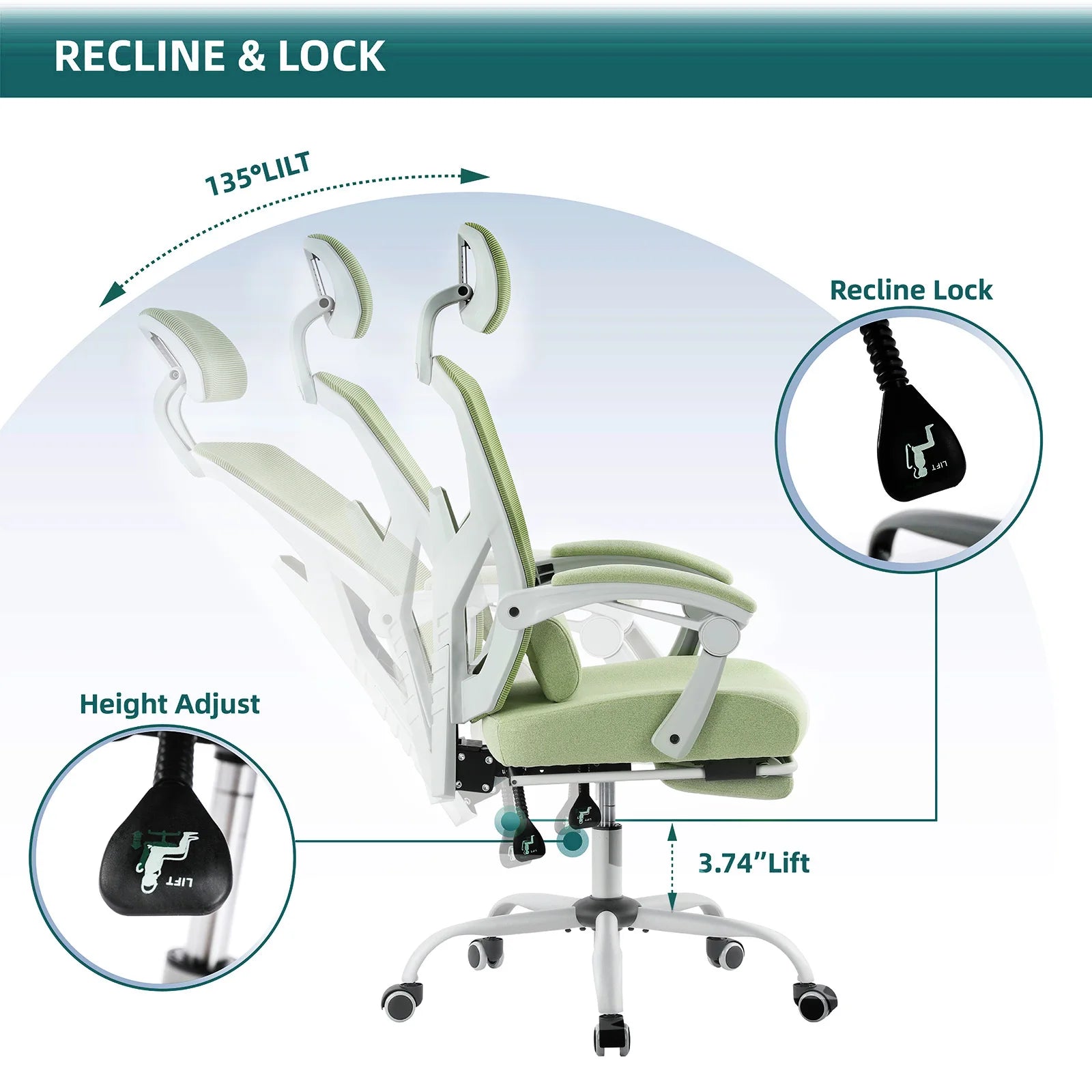 High Back Mesh Lumbar Swivel Rolling Chair