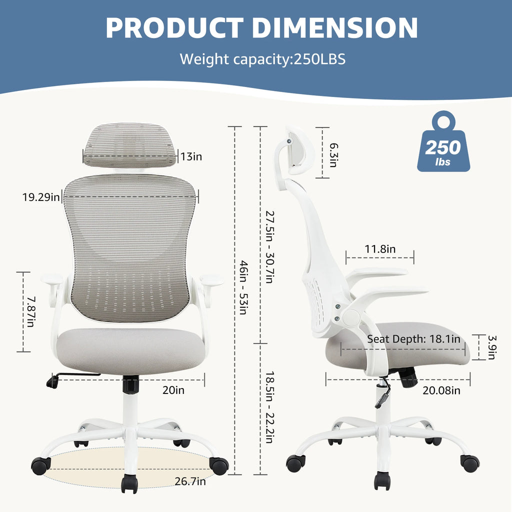 Mesh Office Desk Chair Flip-up Arms