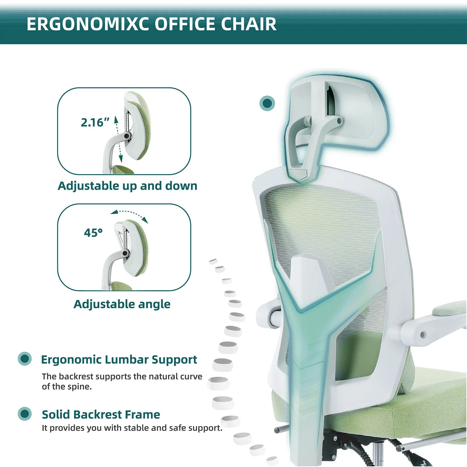 High Back Mesh Lumbar Swivel Rolling Chair