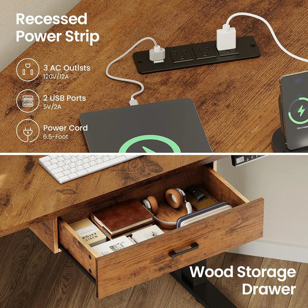 Corner Electric Standing Desk + Under Desk Walking Pad Bundle