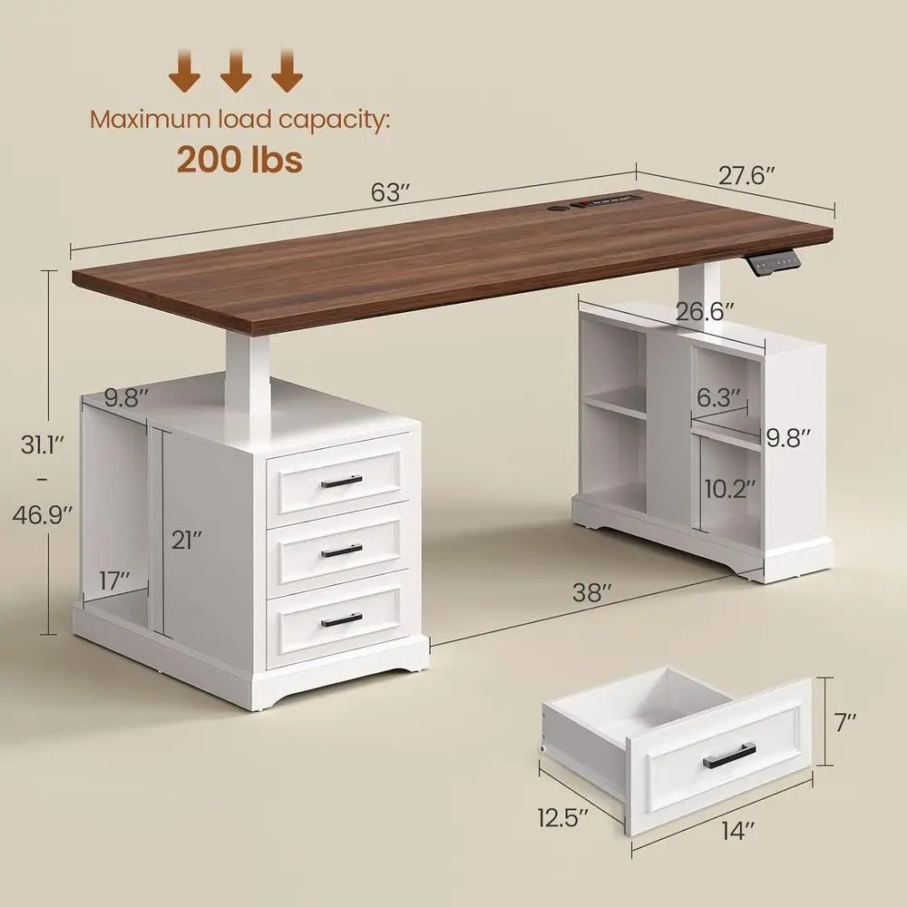 White Wood Modern Standing Desk with Walking Pad Treadmill Bundle
