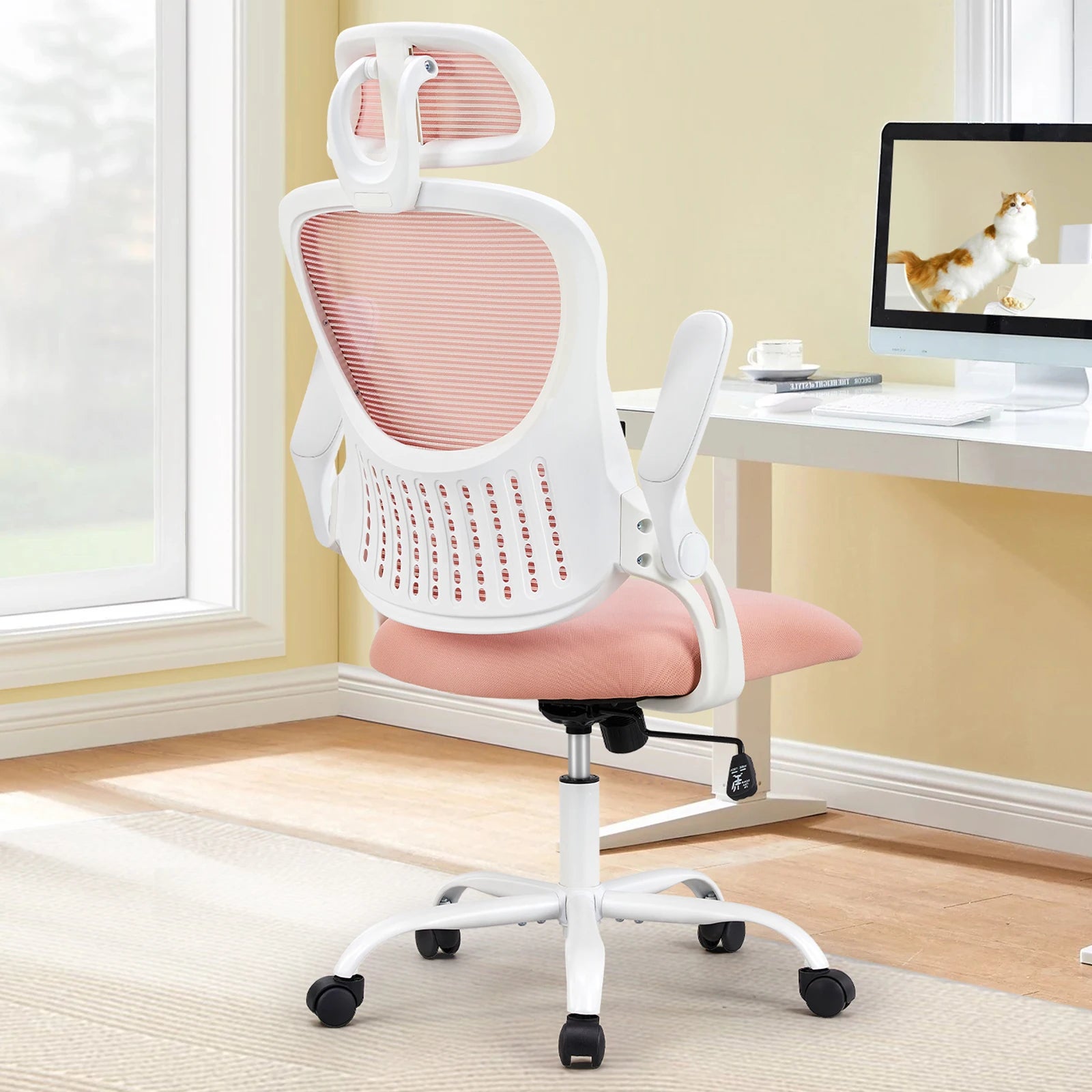 Mesh Office Desk Chair Flip-up Arms