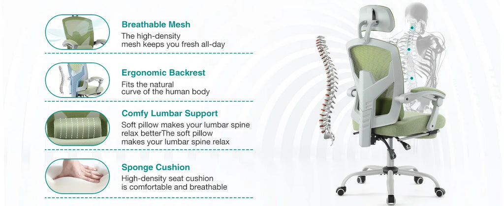 High Back Mesh Lumbar Swivel Rolling Chair