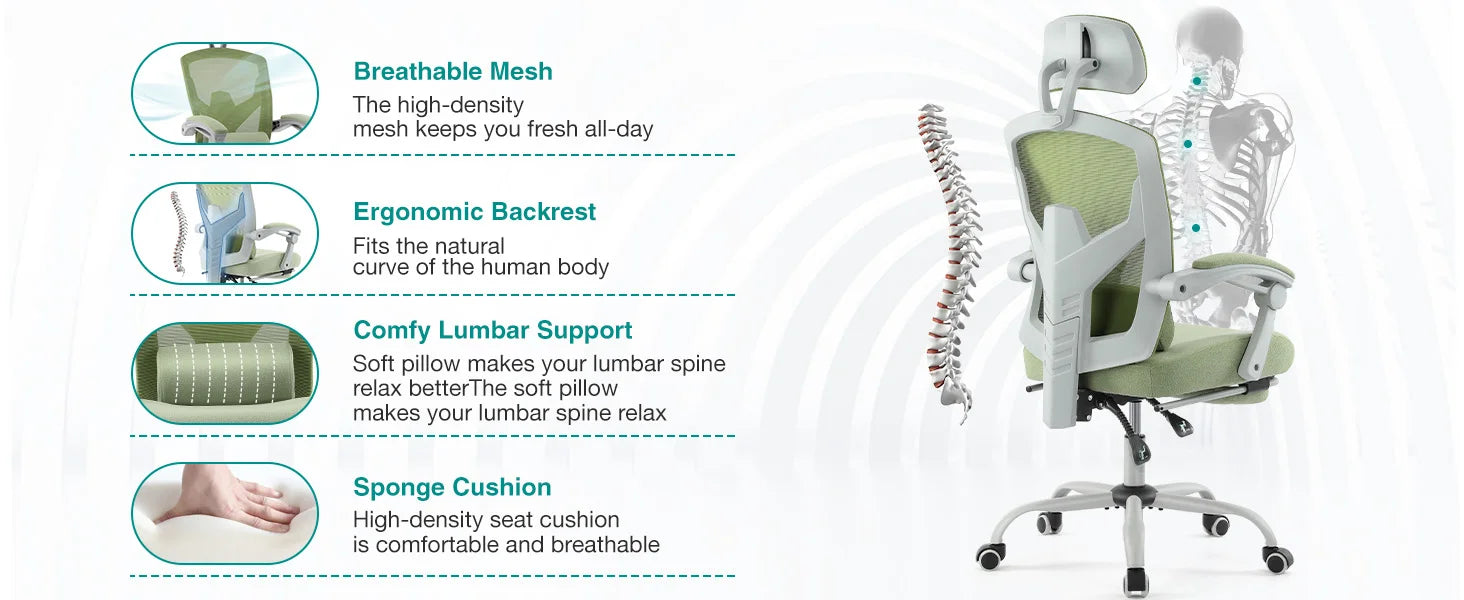 High Back Mesh Lumbar Swivel Rolling Chair