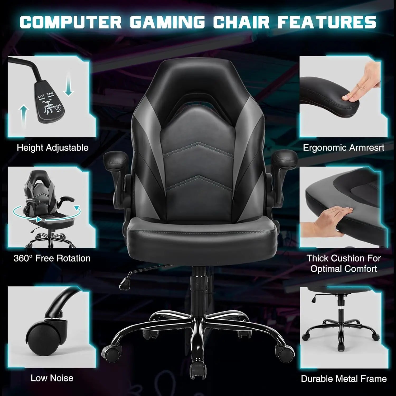 Ergonomic Adjustable Height Armrest Rolling Chair